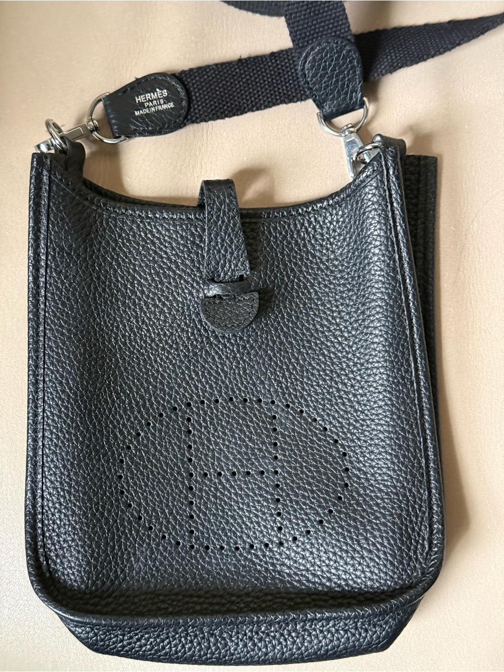 Hermès Black Clemence Mini Evelyne 16